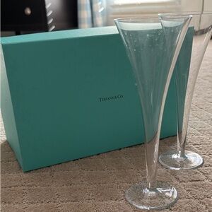 Tiffany & Co. Crystal Flutes with Iconic Blue Box